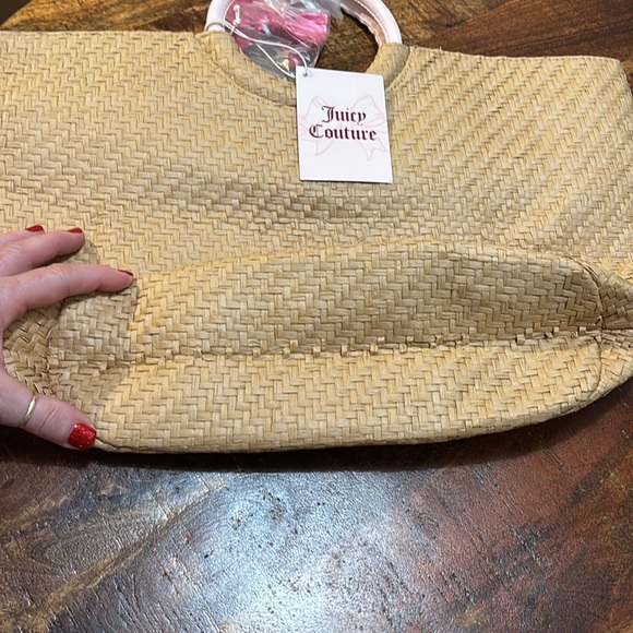 NWT Juicy Couture Straw Tote Bag with Hoop Handles - Picture 6 of 6